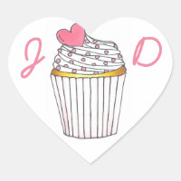 Autocolantes de Cupcake de Amor Inicial Personaliz