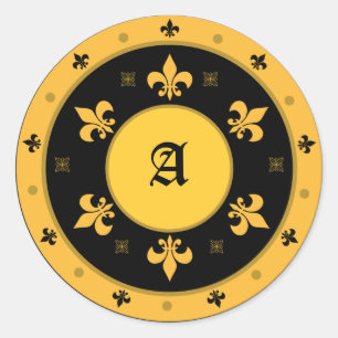 Autocolantes de Fleur de Lis redondos com texto pe