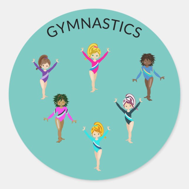 Autocolantes de ginástica com 6 ginastas (Frente)