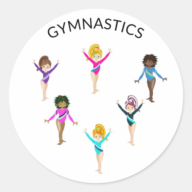 Autocolantes de ginástica com 6 ginastas (Frente)