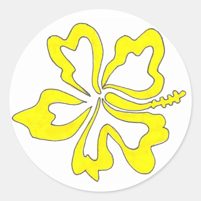 Autocolantes de Hibiscus Tropicais Amarelos (Frente)