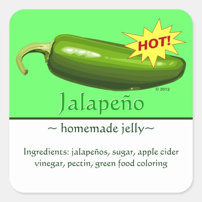 Autocolantes de Jalapeño quadrados personalizáveis (Frente)