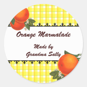 Autocolantes de latas de gingham de laranjas perso