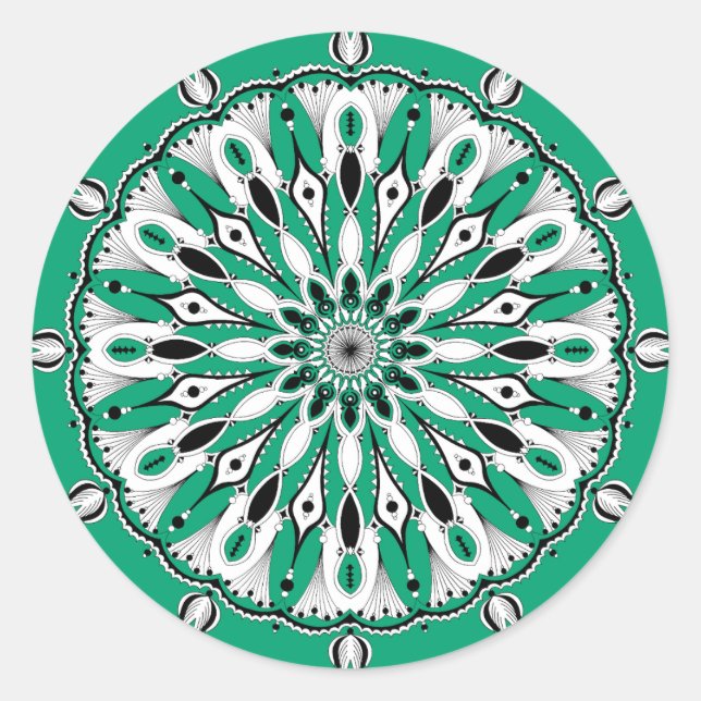 Autocolantes de Mandala Verde (Design 2) (Frente)