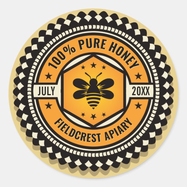 Autocolantes de Mel Preto, Laranja, Escala de Hexá (Frente)