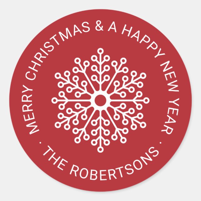 Autocolantes de Natal com Floco de Neve Moderno (Frente)