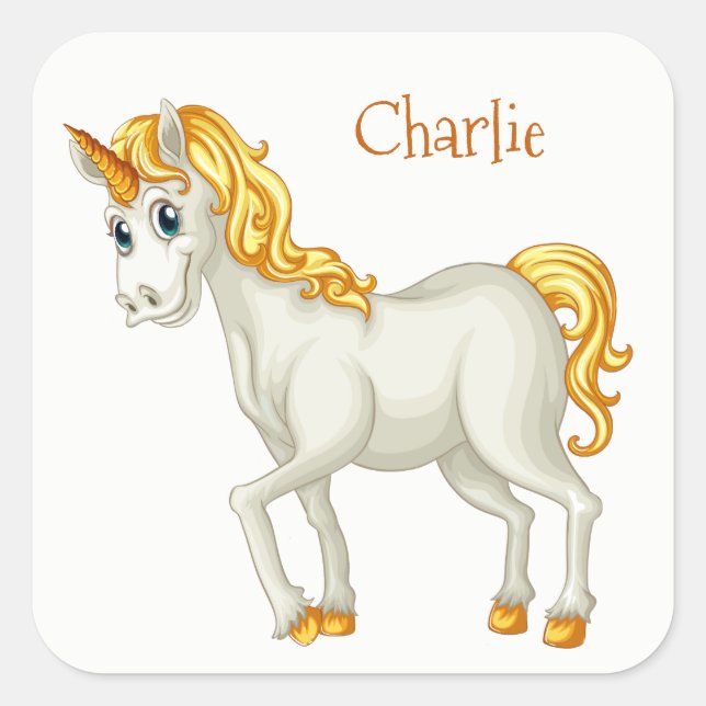 Autocolantes de nome personalizado do Unicorn (Frente)