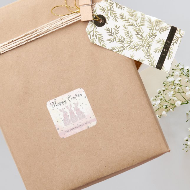 Autocolantes de Páscoa de rendas personalizadas (Personalized Lace Bunny Easter Stickers)