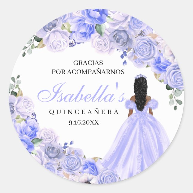 Autocolantes de Quinceanera Azul Periwinkle (Frente)