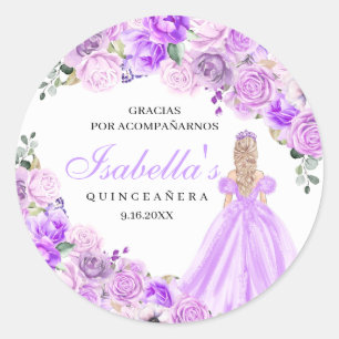 Autocolantes de Quinceanera, Floral, Roxo