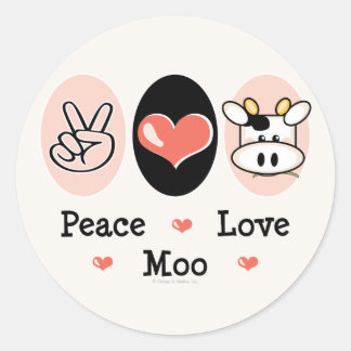 Autocolantes de Vaca de Paz e Amor