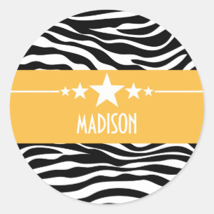 Autocolantes de zebra com Estrela Amarela