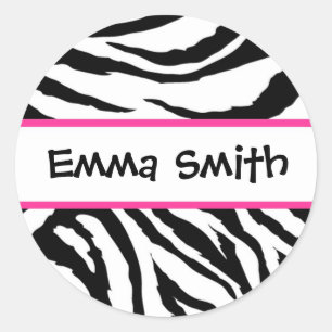 Autocolantes de zebra preto e rosa personalizados