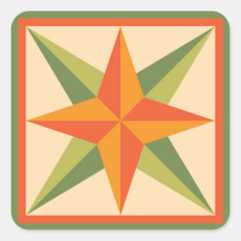 Autocolantes - Estrela biselada (laranja/verde)