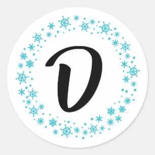 Autocolantes monogramas em flocos de neve e selos 