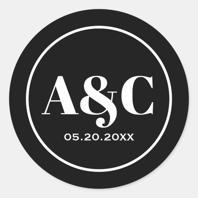 Autocolantes Monogramas minimalistas modernos (Frente)