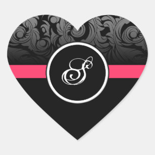 Autocolantes para cardíacos de monograma rosa e p