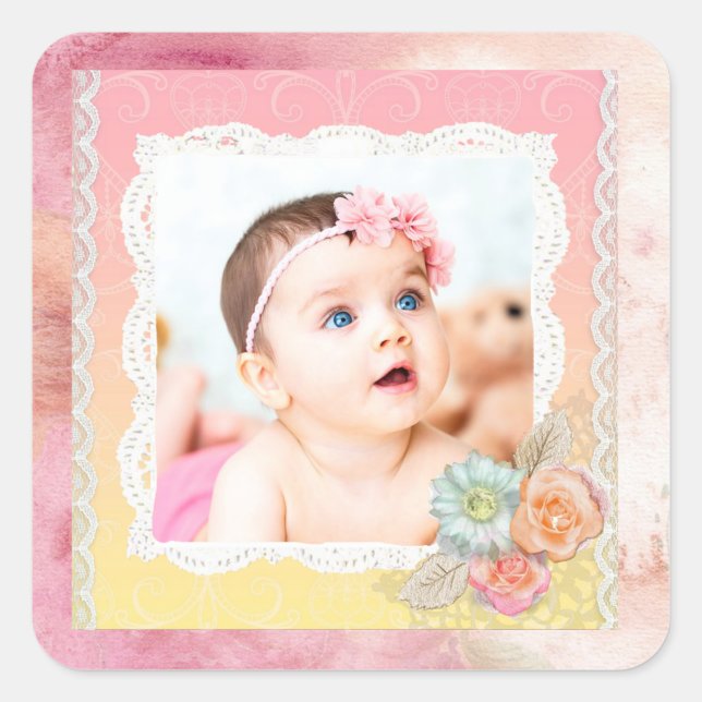 Autocolantes personalizados de fotos para bebês ou (Frente)