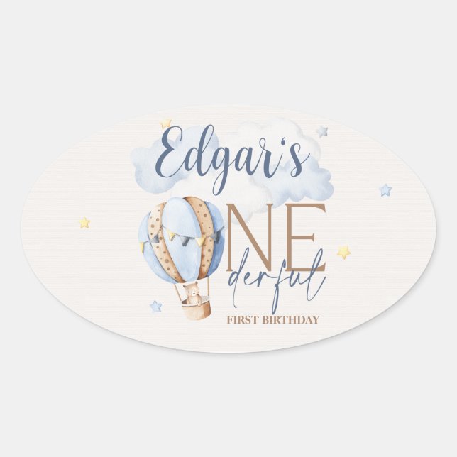 Autocolantes personalizados de primeiro aniversari (Frente)