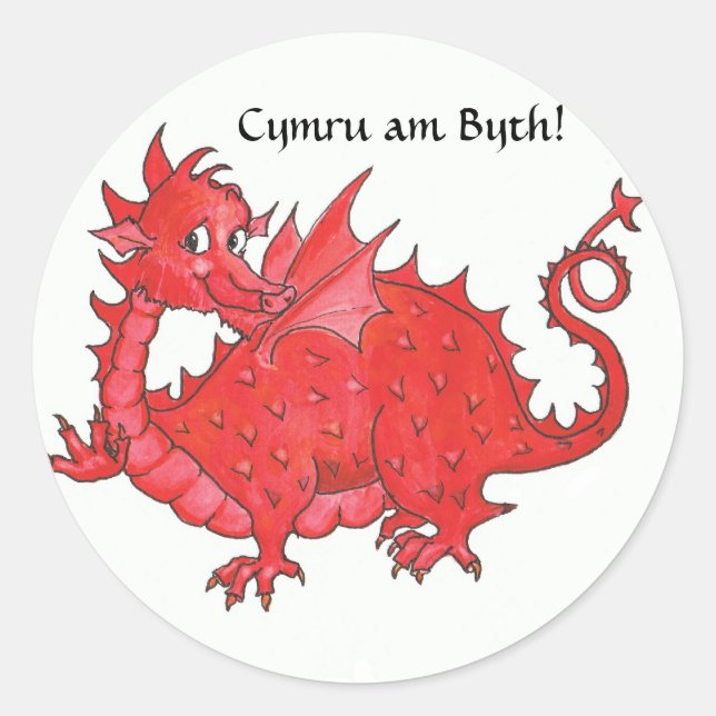 Autocolantes personalizáveis com Dragão Vermelho G (Frente)