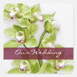 Autocolantes quadrados de Casamento da Orquídea d