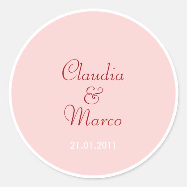 Autocolantes rosa para presentes de convidado o. (Frente)