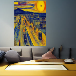 Autoestrada e cidade   AI Art Poster