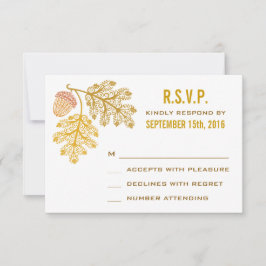 Autumn Acorns e Oak Leaves Wedding RSVP