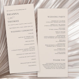 Autumn Beige Simple Elegant Weding Program