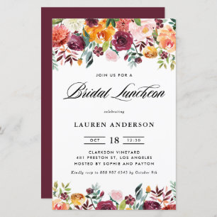 Autumn Blooms Garland Bridal Luncheon Convite