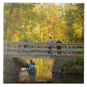 Autumn Bridge Waterscape Cerâmica Azulejo