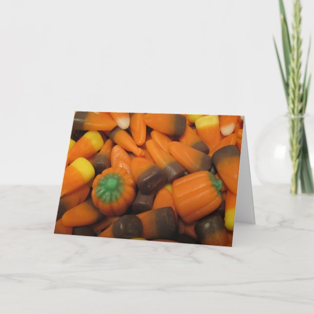 Autumn Candy Corn "Feliz Halloween!" Cartão (Frente)