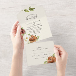 Autumn Chic Floral Casamento Tudo Em Um Convite