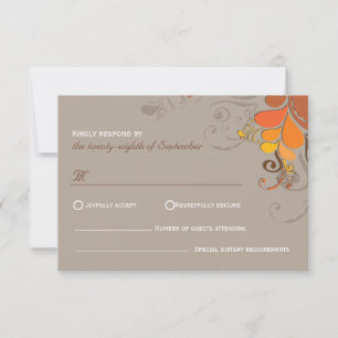 Autumn Deco Floral Swirls Casamento Cartão RSVP