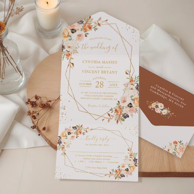 Autumn Deixa Dourado Casamento Geométrico (Criador carregado)