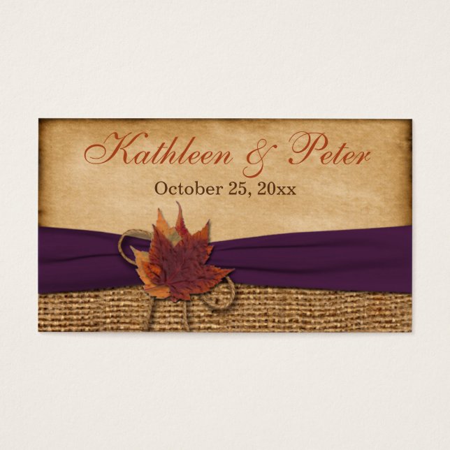 Autumn Deixa FAUX Burlap - Marca de Favor do Casam (Frente)