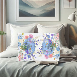 Autumn Fall Pumpkin Pastel Blue Botanical Floral