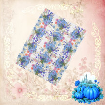 Autumn Fall Pumpkins Pastel Blue Botanical Floral