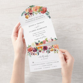 Autumn Floral All in One Convite de casamento
