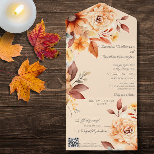Autumn Floral em Tan com Código QR