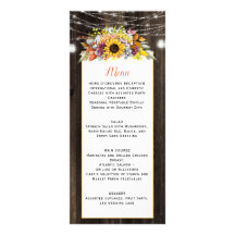 Autumn Floral Mason Jar String Lights Menu Casamen