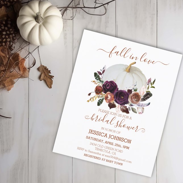 Autumn Floral Pumpkin Boho Orçamento Chá de panela (Criador carregado)
