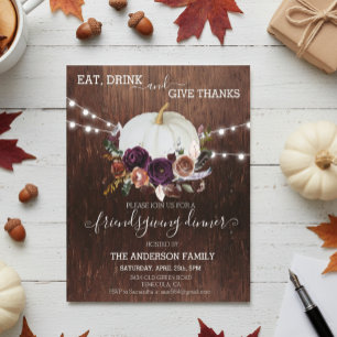 Autumn Floral Pumpkin Dia de Ação de Graças Luzes 