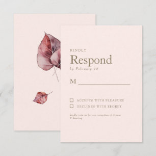 Autumn Foliage Blush Texto Dourado Simples RSVP