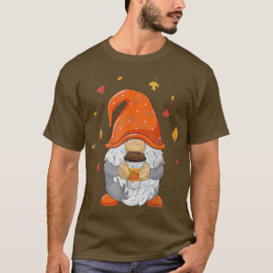Autumn Gnomo Café Engraçado Queda Estação T-Shirt