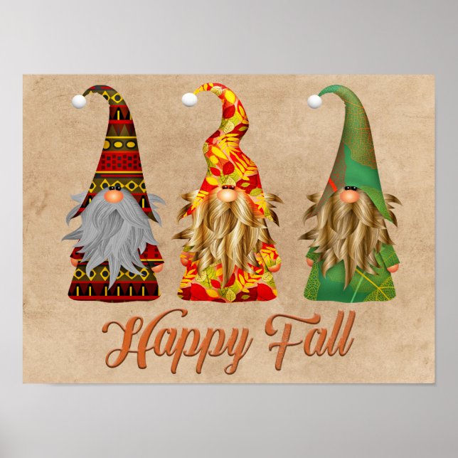 Autumn Gnomos Happy Fall Poster (Frente)