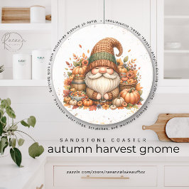 Autumn Harvest Gnome Sandstone Porta copos