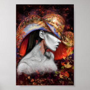 Autumn Lady Poster Impressão - Pintura