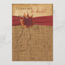 Autumn Leaves, Convite para Casamento FAUX Burlap