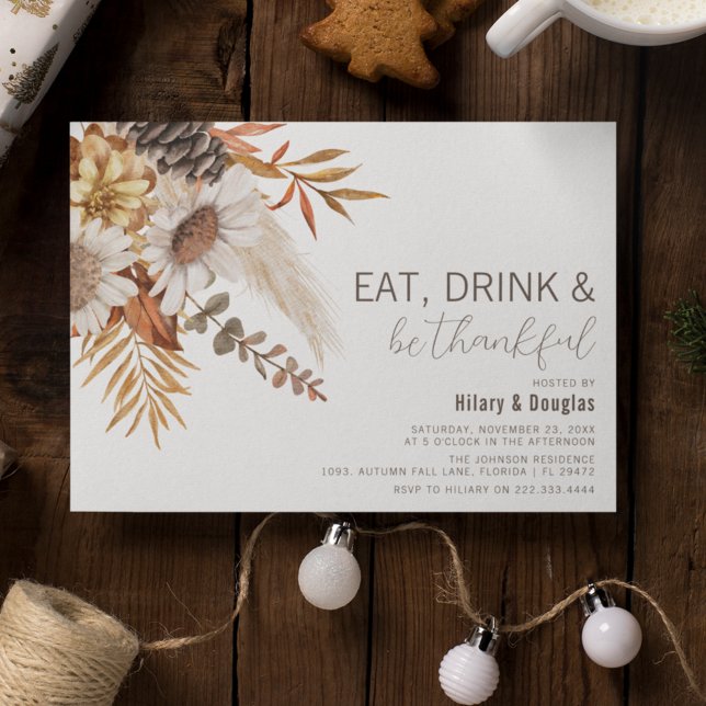 Autumn Leaves e Floral, Convite para Ação de Graça (Criador carregado)